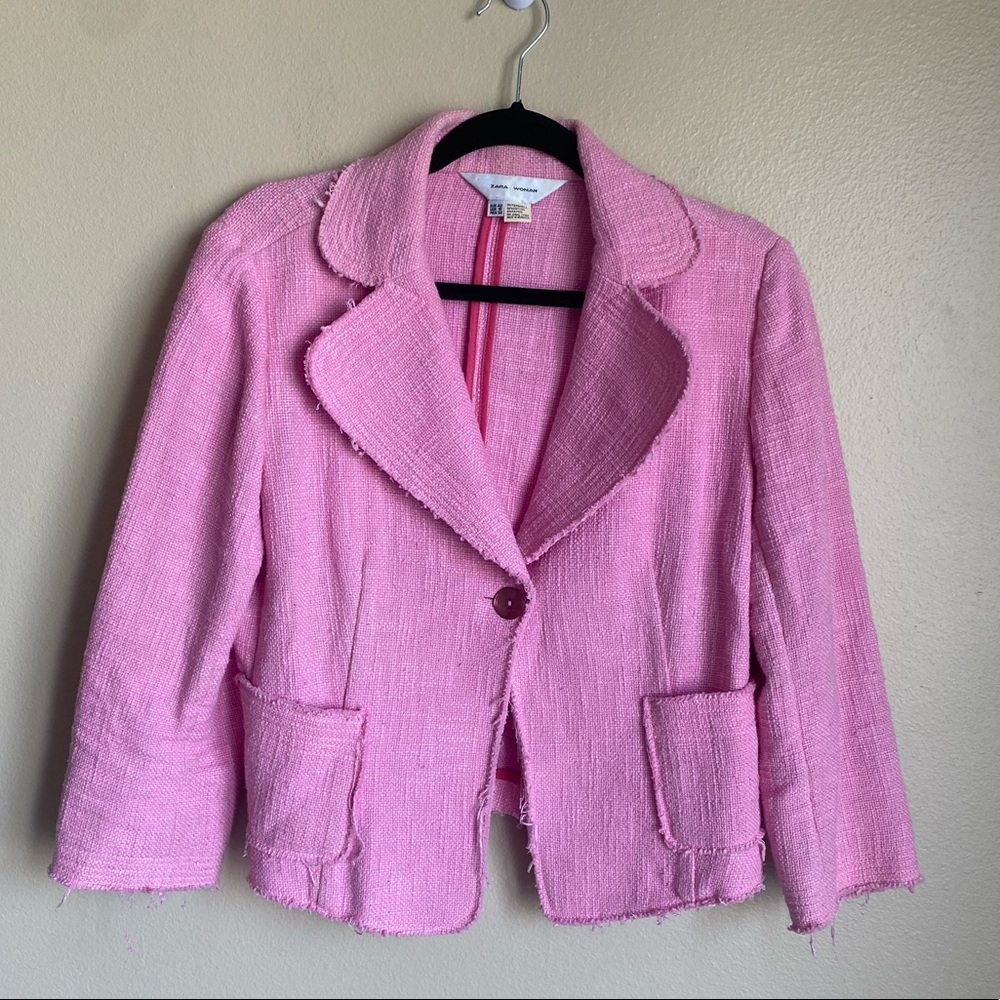 Zara Women’s Pink Tweed Blazer